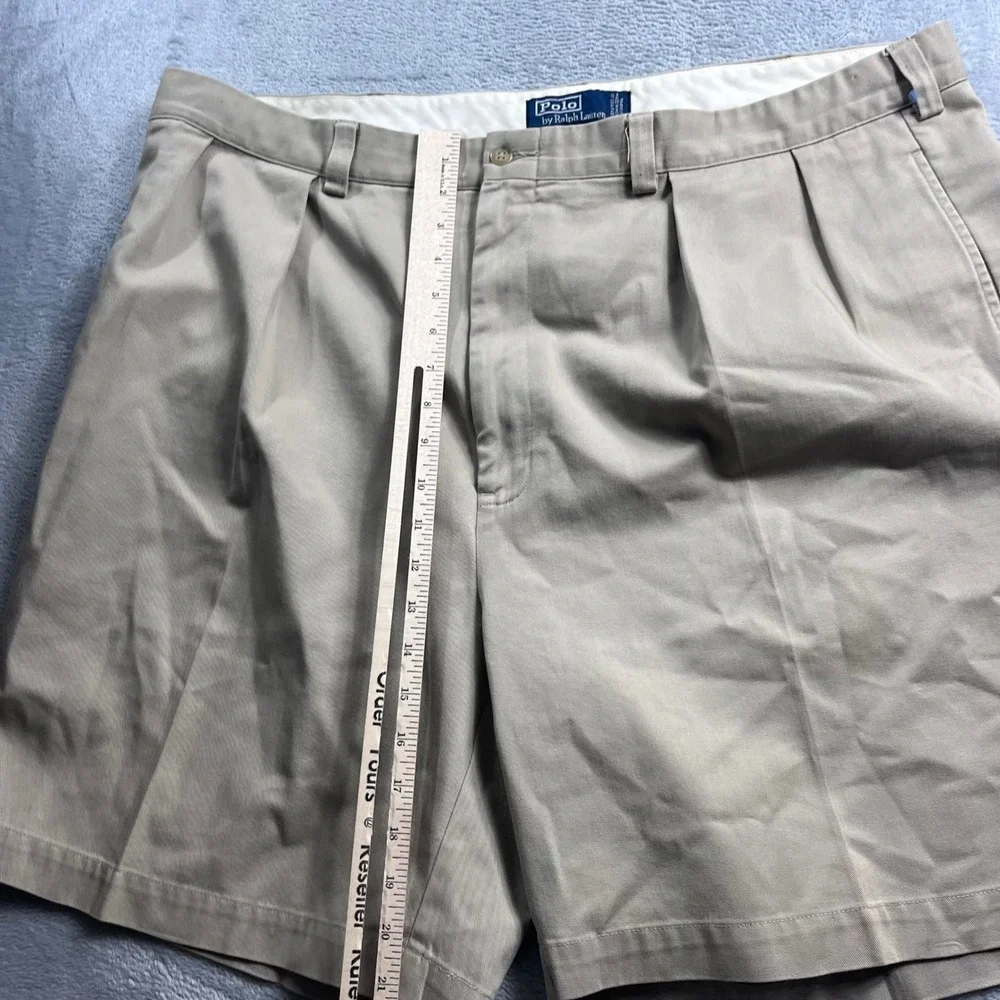 Polo Ralph Lauren Tyler Short Mens 44 Khaki Tan Pleated Chino Cotton Shorts
